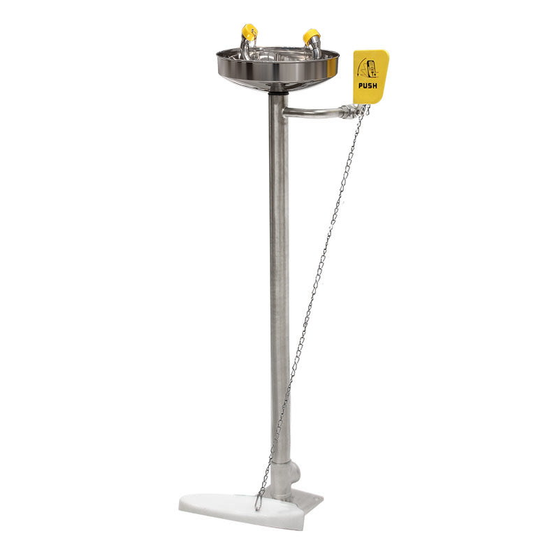 Emergency Eye Wash Station with Foot Pedal, Freestanding Stainless Steel Floor-Mounted