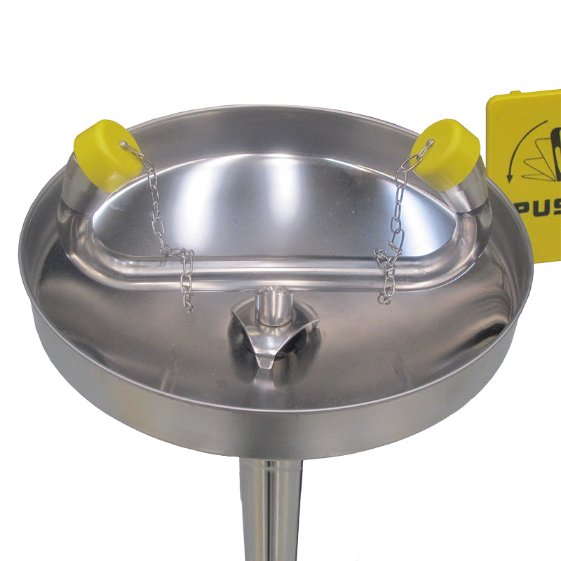 Emergency Eye Wash Station with Foot Pedal, Freestanding Stainless Steel Floor-Mounted