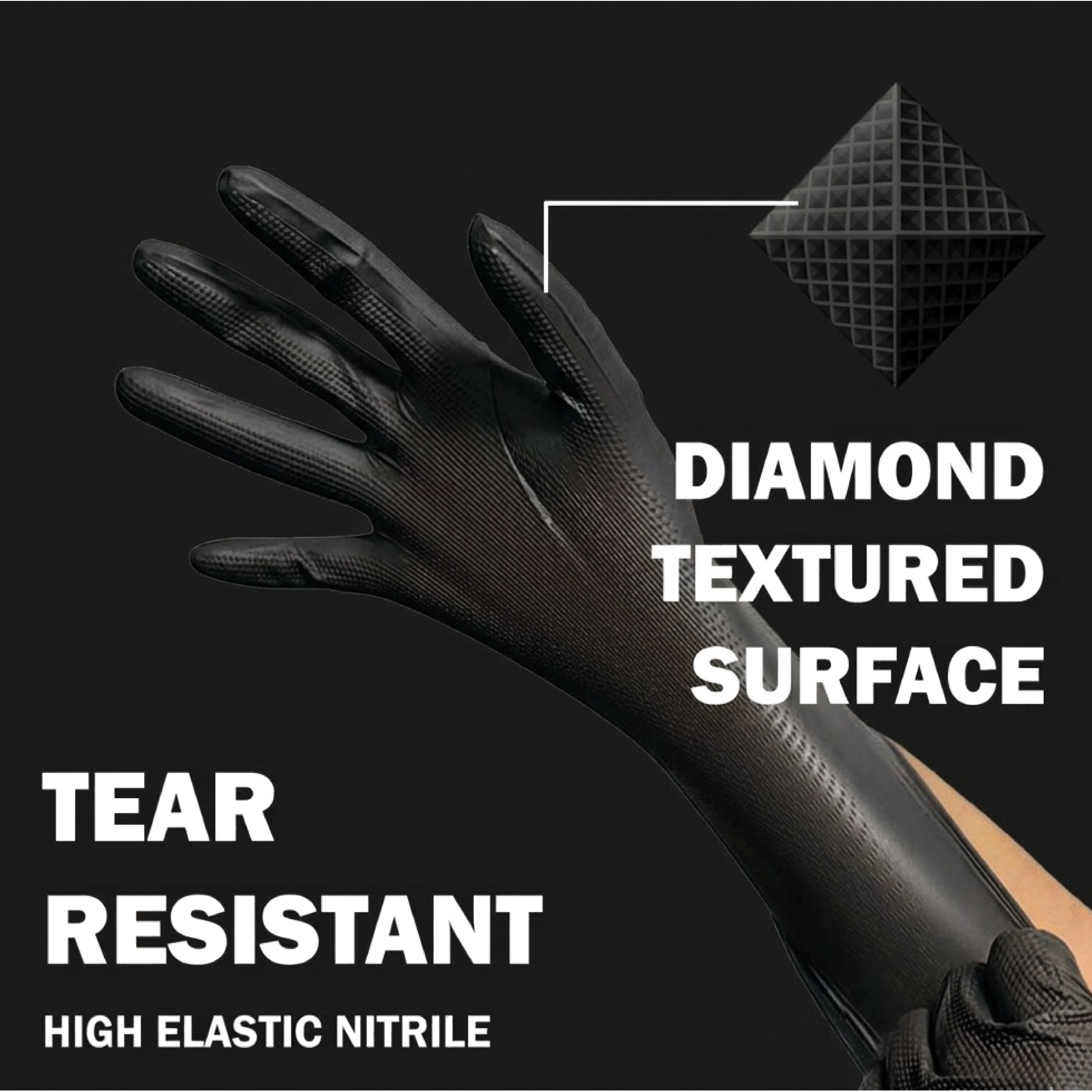 Shield Right Xtraguard Black Diamond Grip Gloves (Box of 100)