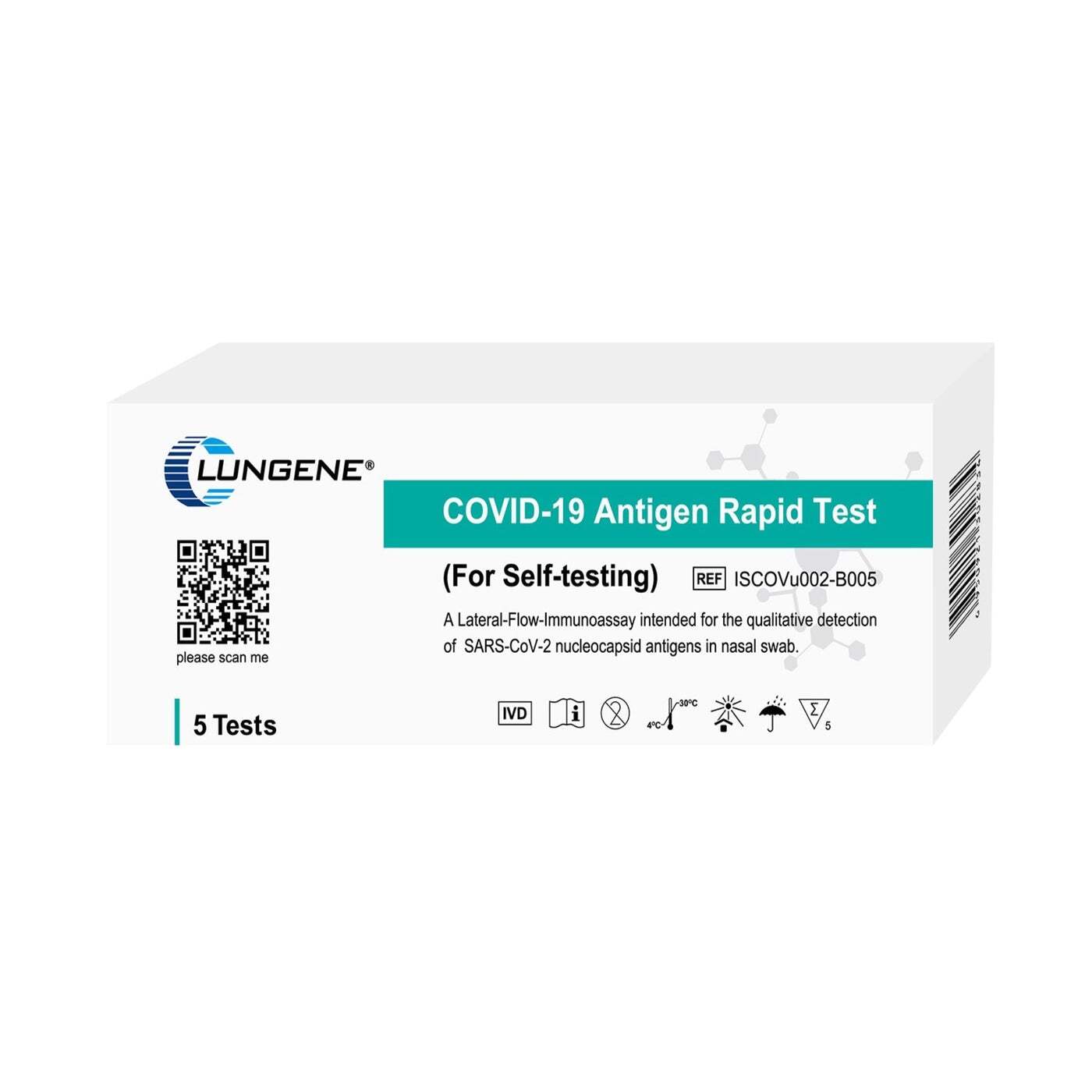 Clungene Covid-19 Rapid Antigen Self Test Nasal Swab (5 Pack)