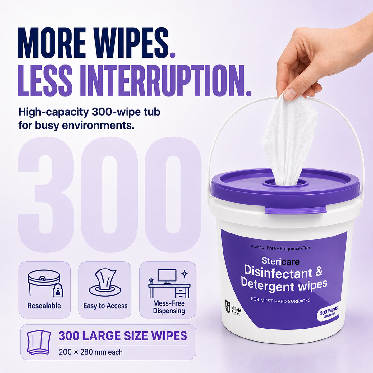 SteriCare Disinfectant & Detergent Wipes – 300 wipes per tub