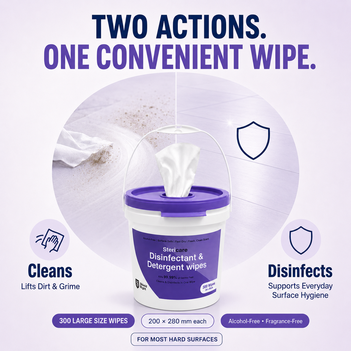 SteriCare Disinfectant & Detergent Wipes – 300 wipes per tub