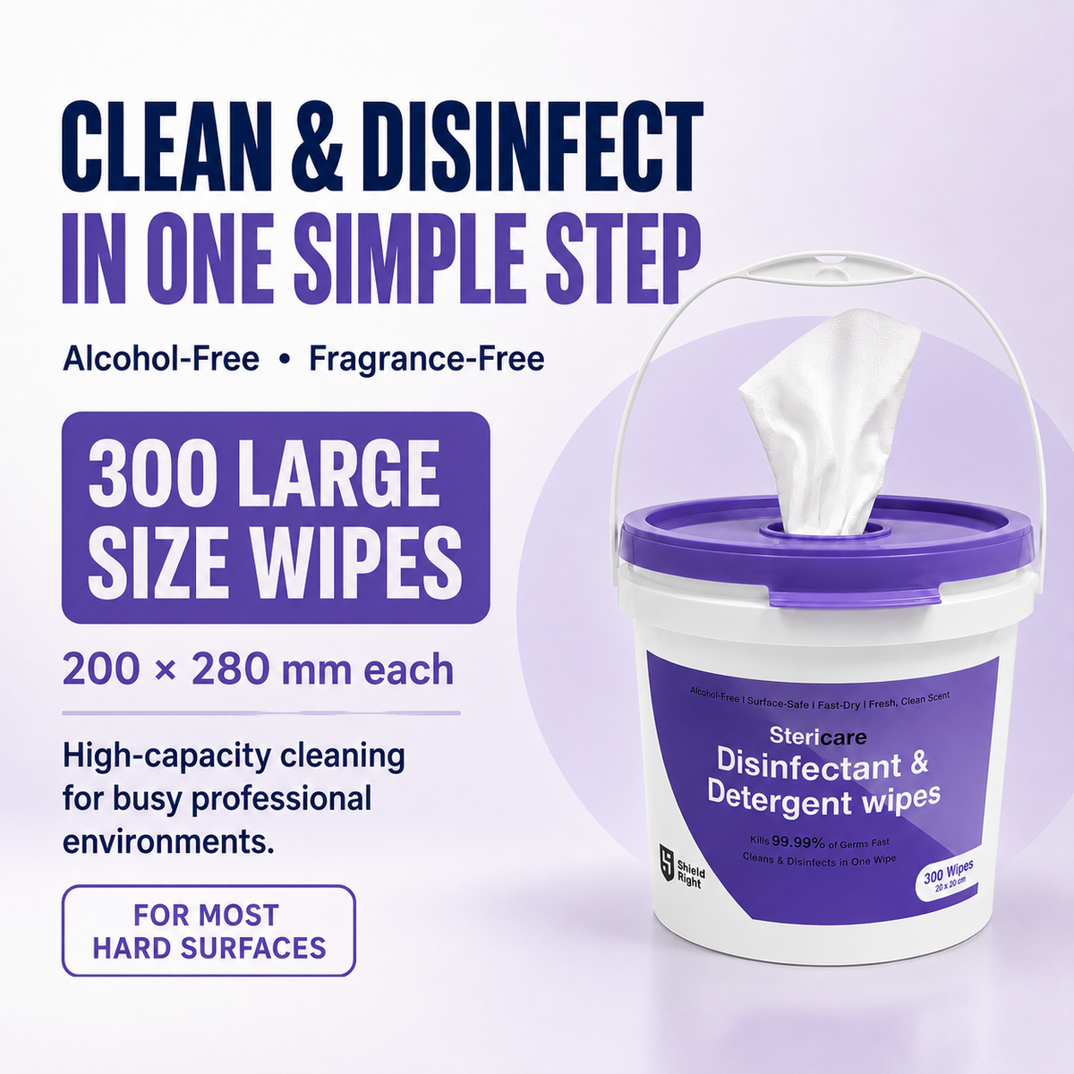 SteriCare Disinfectant & Detergent Wipes – 300 wipes per tub