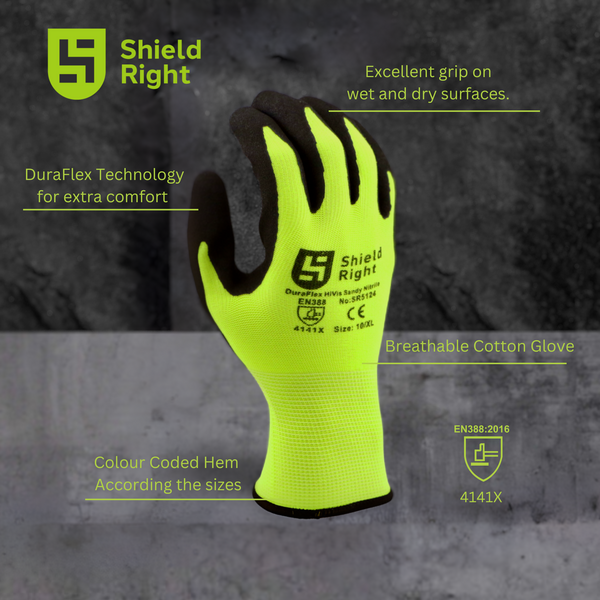 Shield Right DuraFlex HiVis Sandy Nitrile Glove