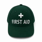 First Aid Cap — Green, 100% Cotton, 6-Panel, One Size Fits Most