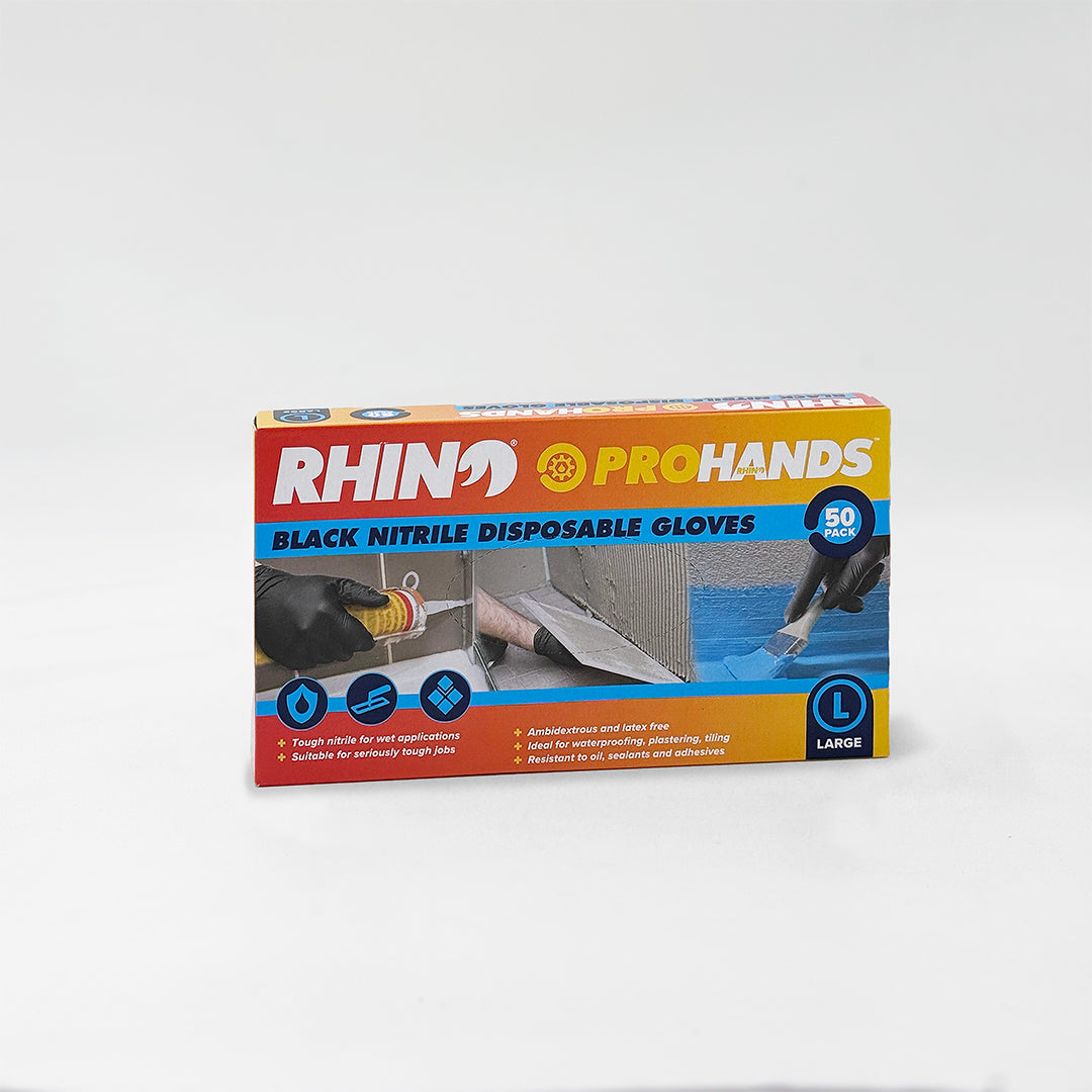 Rhino Prohands Black Nitrile Disposable Gloves – Carton of 1000, 20 x 50 Packs – Large / XL