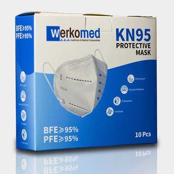 10 Packs KN95 Respirator Mask N95 P2 Equivalent White (100 Masks)