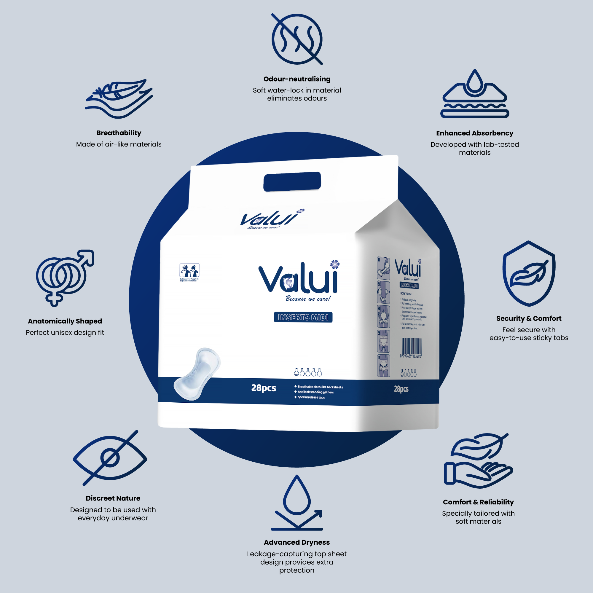 Valui Midi Insert Pads 250ml