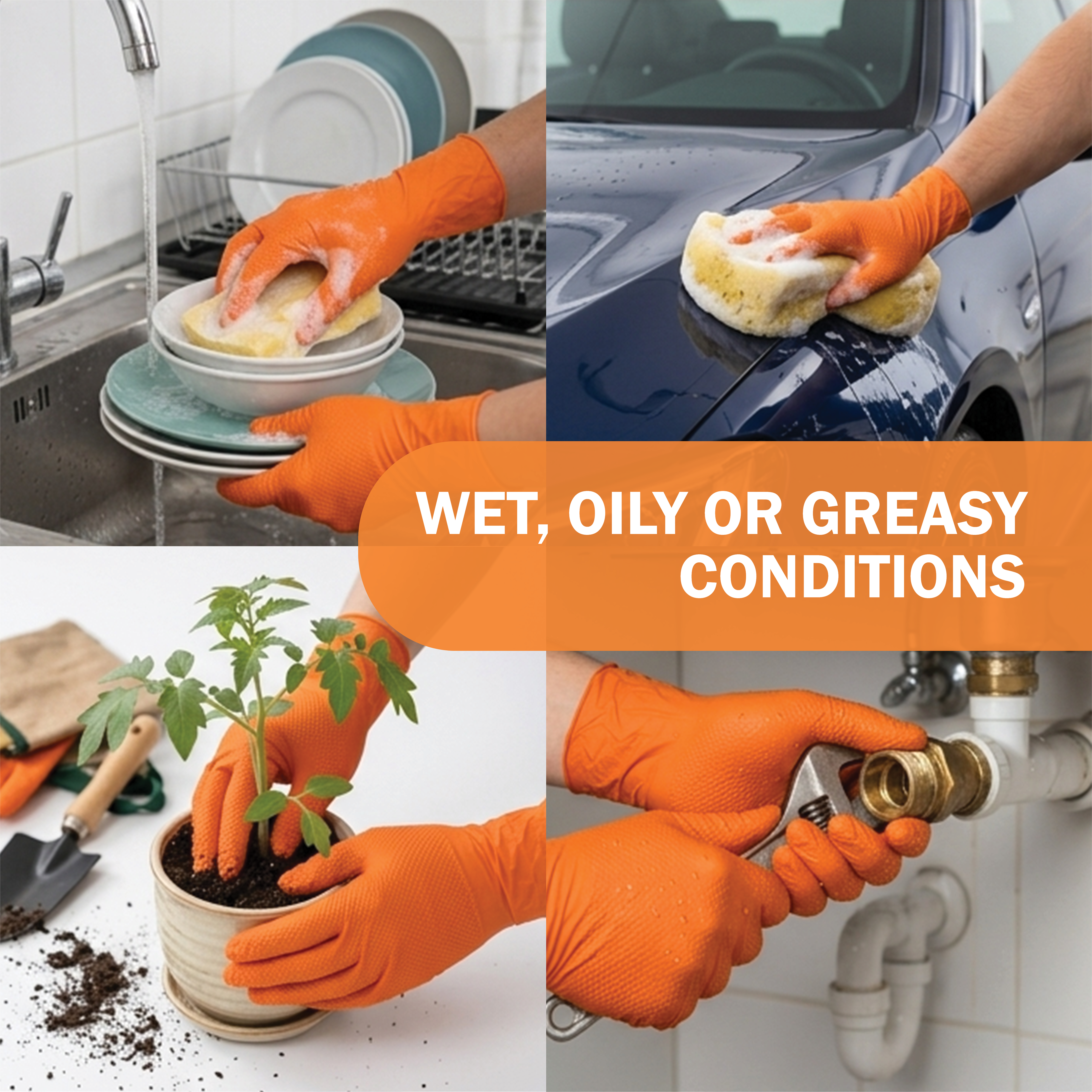 Shield Right Xtraguard Orange Diamond Grip Gloves (Box of 100)