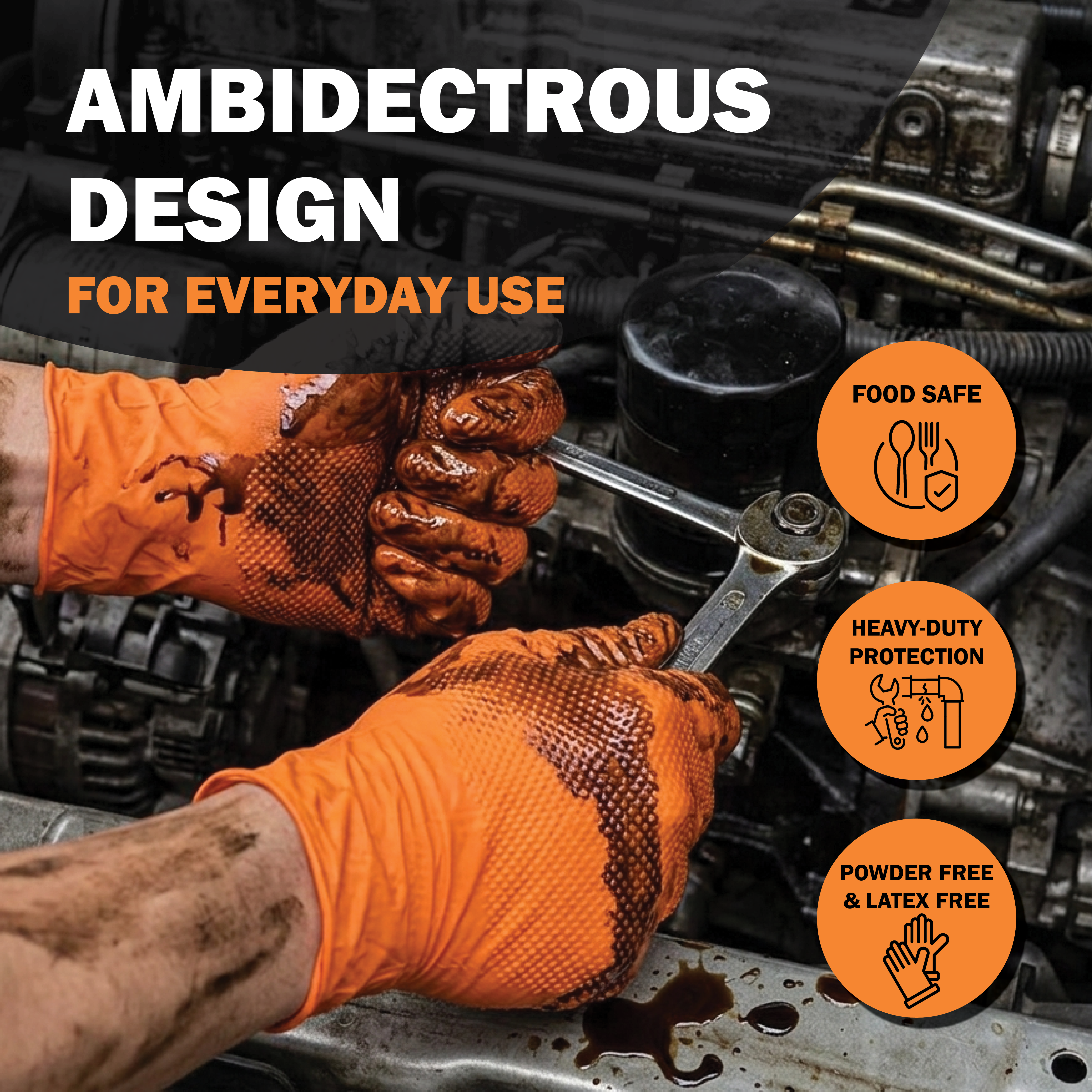 Shield Right Xtraguard Orange Diamond Grip Gloves (Box of 100)