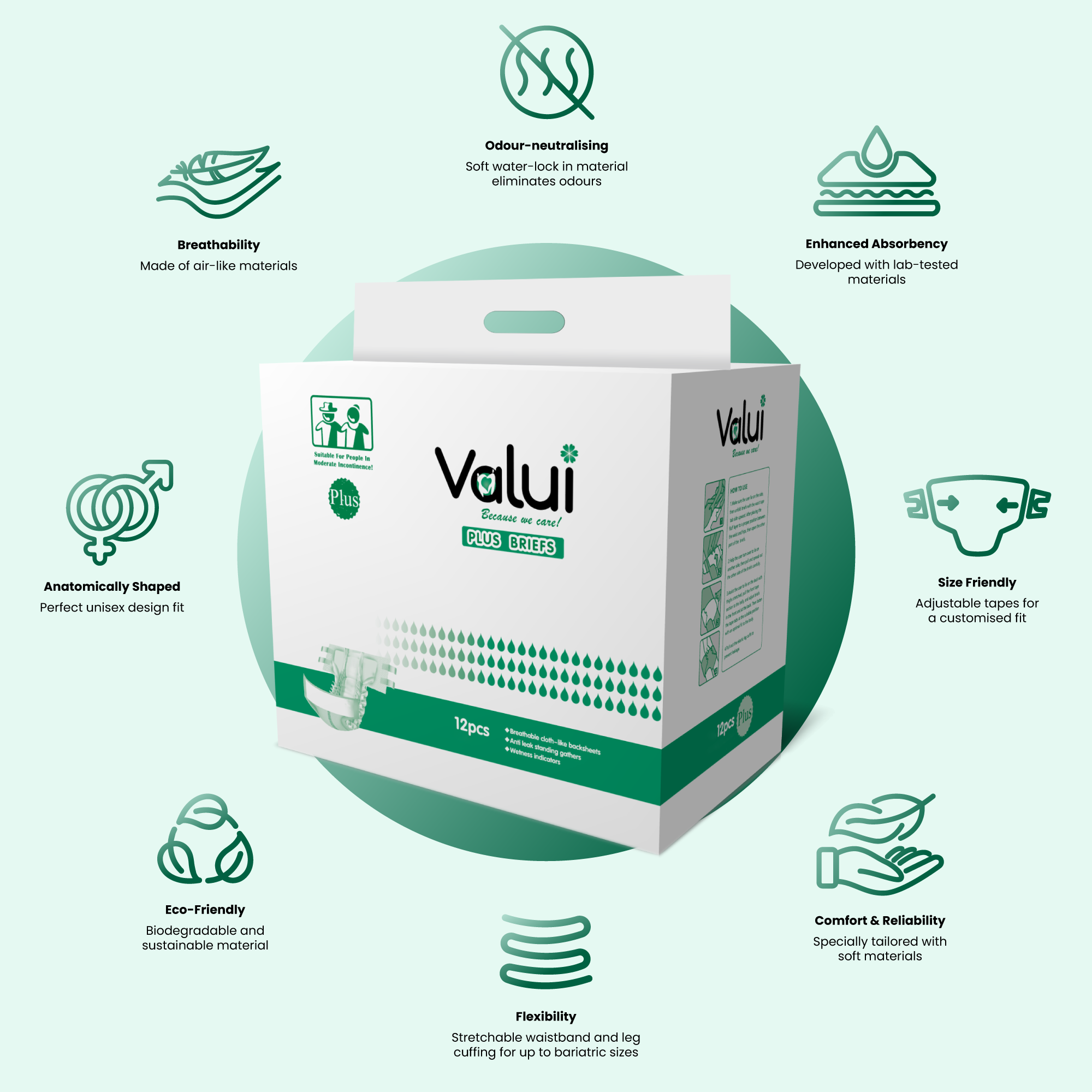 Valui Plus Briefs Day/Night (Pack of 12)