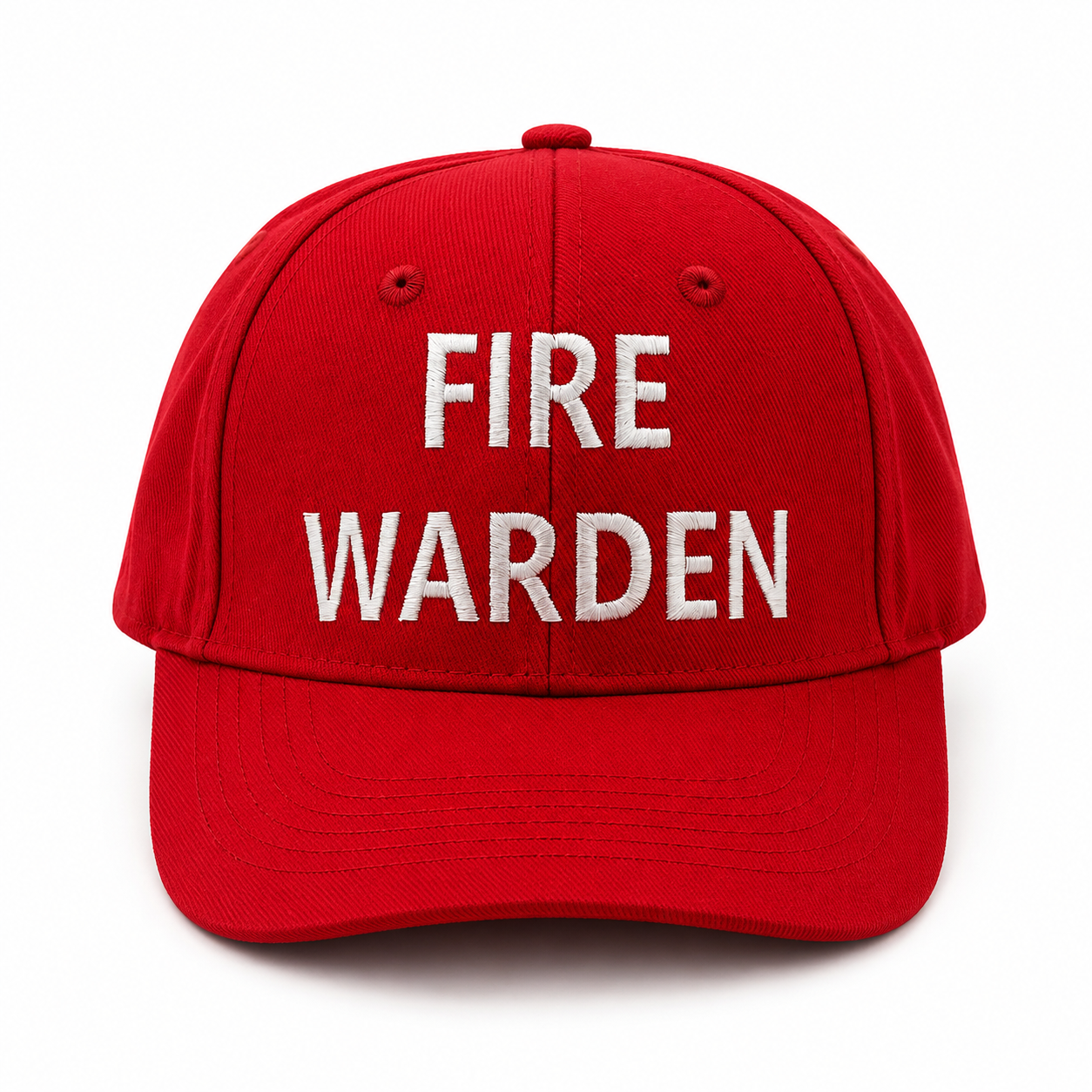 Fire Warden Cap — Red, 100% Cotton, 6-Panel, One Size Fits Most