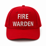 Fire Warden Cap — Red, 100% Cotton, 6-Panel, One Size Fits Most