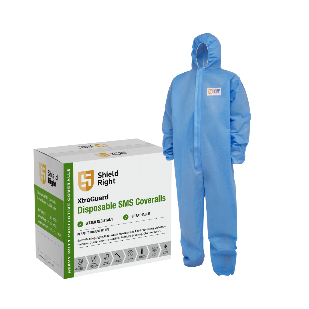 Shield Right Disposable Coveralls SMS Type 5-6 Carton (50 Pack)