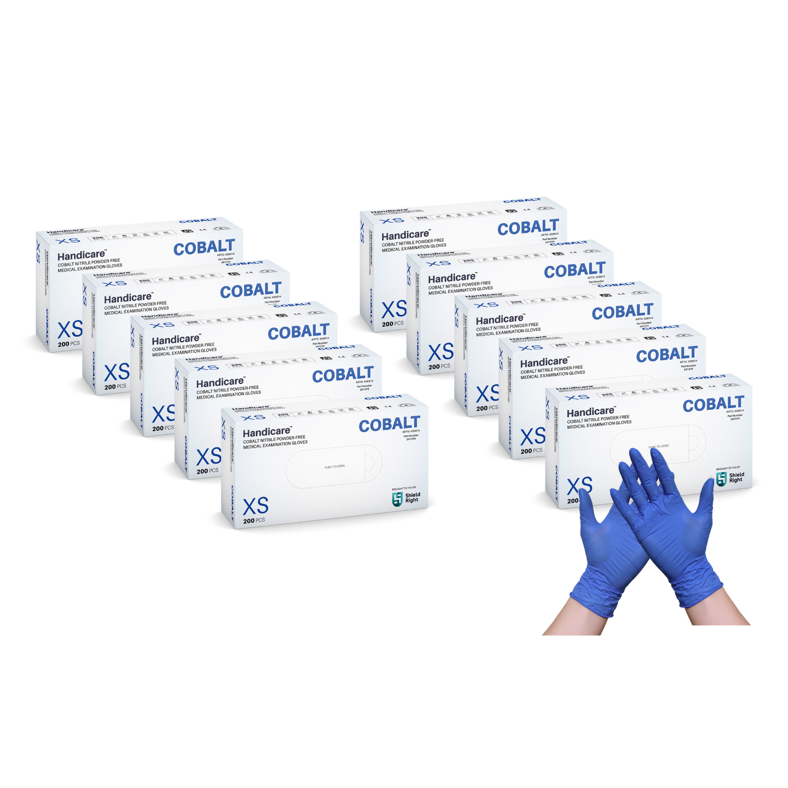 Handicare Cobalt Nitrile Medical Examination Gloves - 200 Pack - Carton of 10