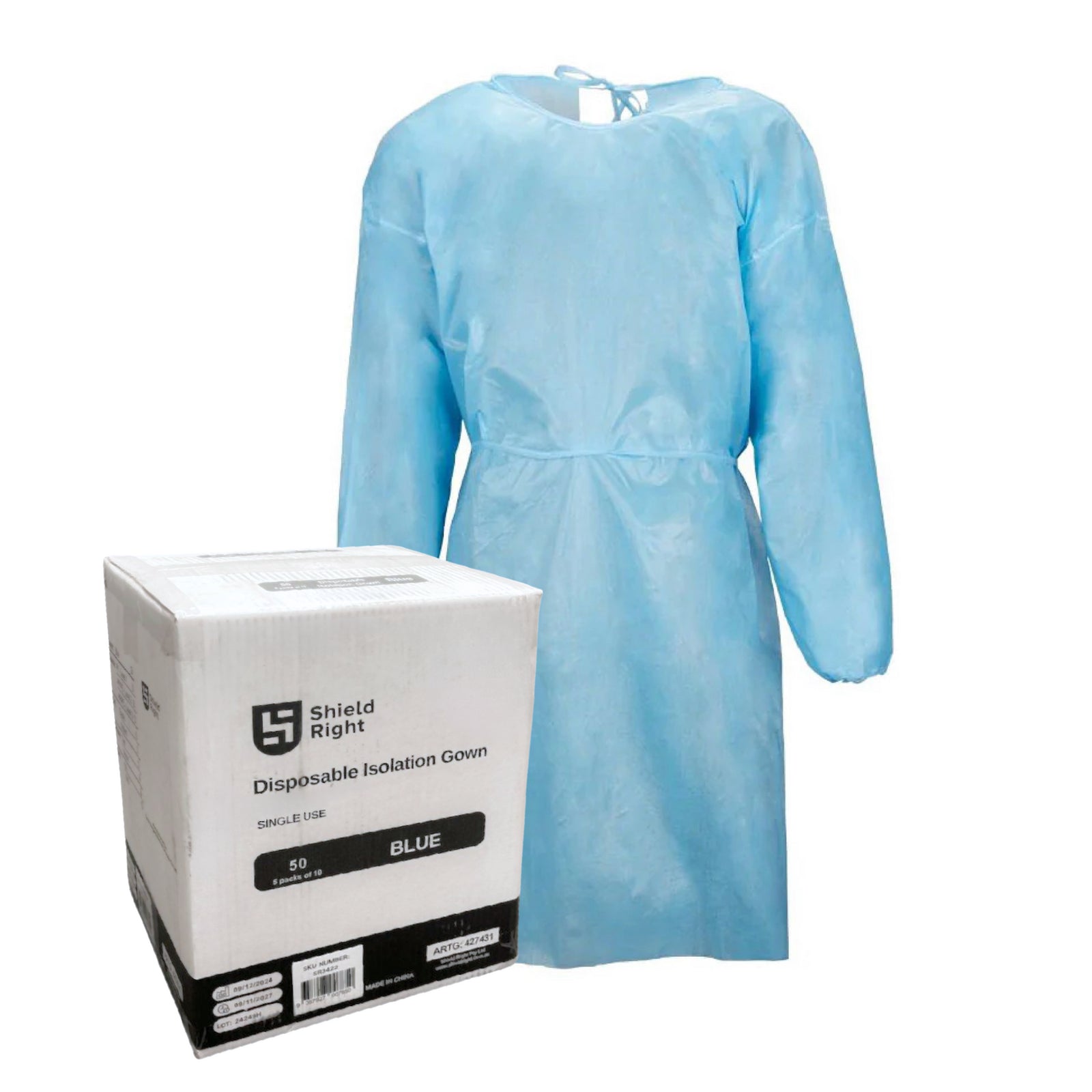 Isolation Gown – Elastic Cuff, Tie Closure