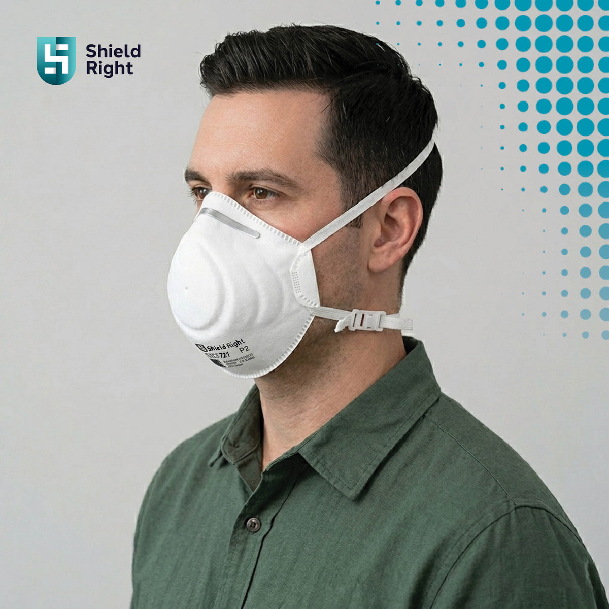 Shield Right P2 Moulded Disposable Respirator, Non-Valved – 20 Pack