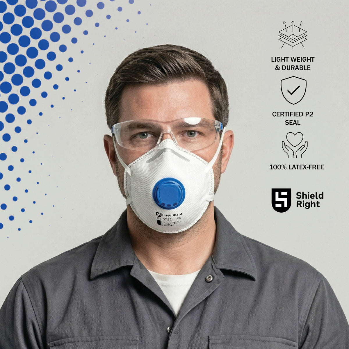 Shield Right P2 Moulded Disposable Respirator, Valved – 12 Pack