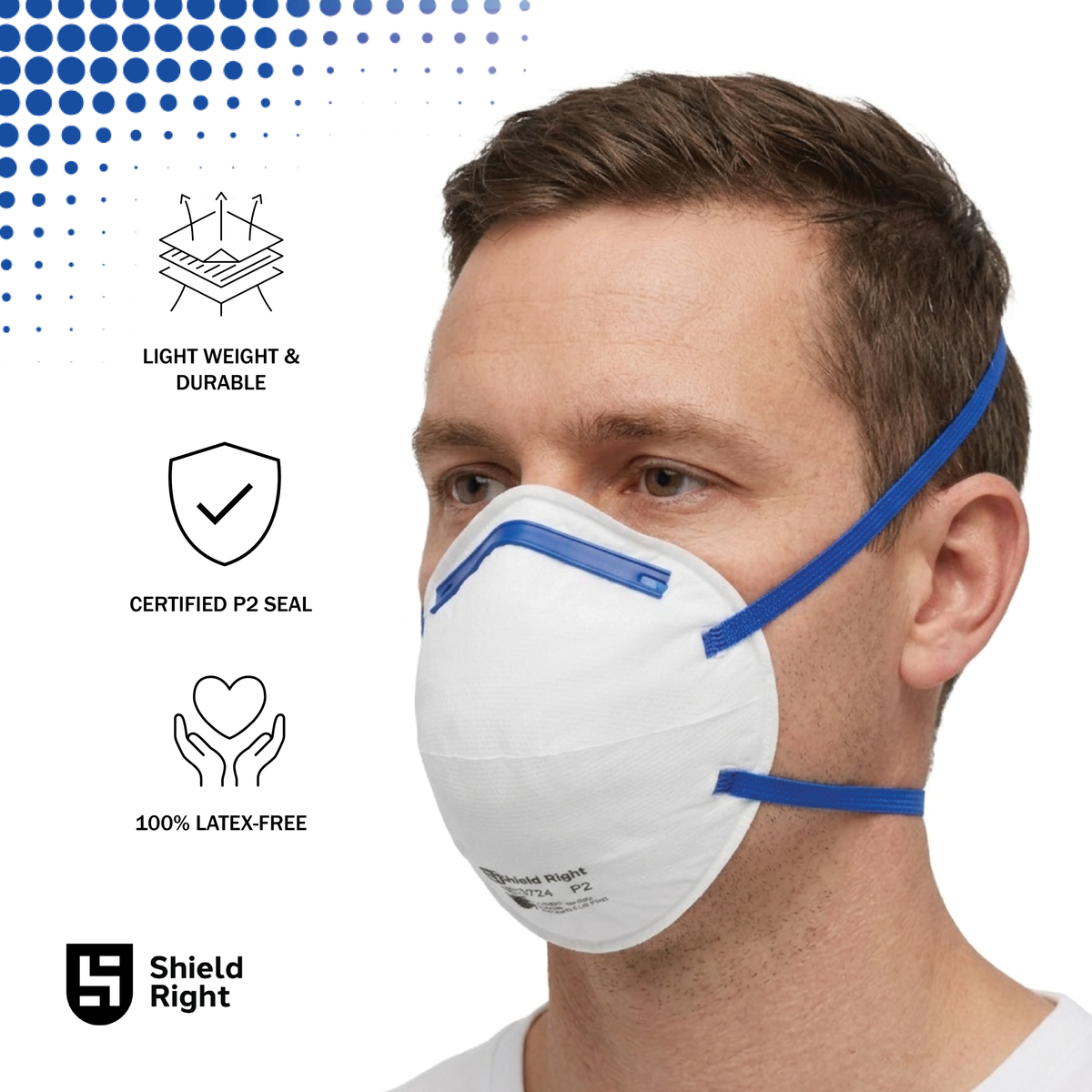 Shield Right P2 Conical Disposable Respirator, Non-Valved – 20 Pack