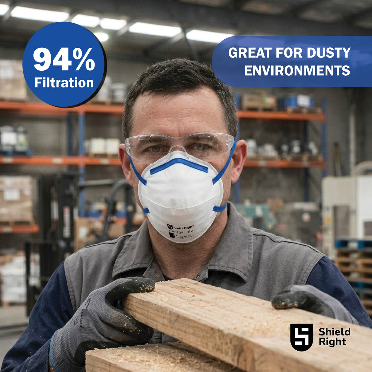 Shield Right P2 Conical Disposable Respirator, Non-Valved – 20 Pack