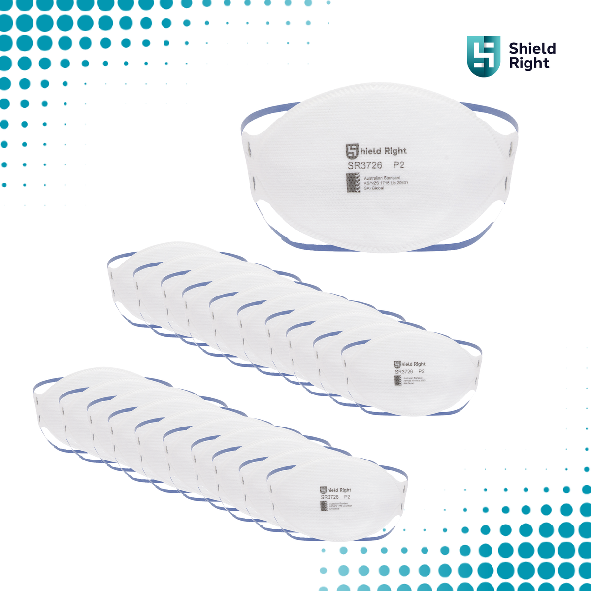 Shield Right P2 Trifold Disposable Respirator, Non-Valved – 20 Pack