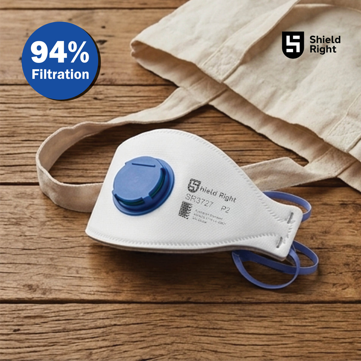 Shield Right P2 Trifold Disposable Respirator, Valved – 12 Pack