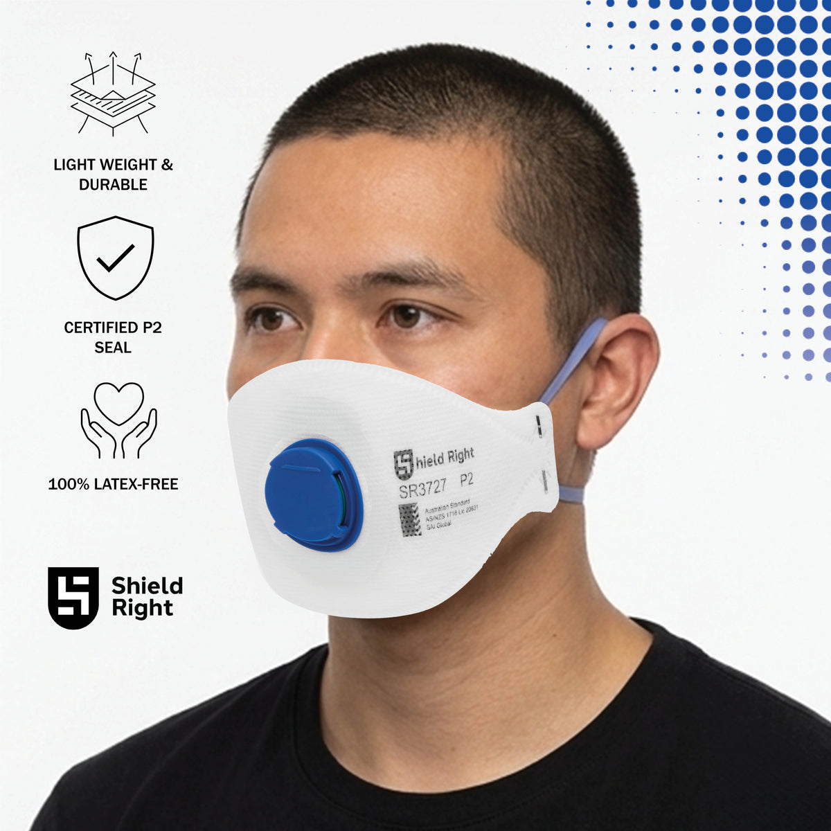 Shield Right P2 Trifold Disposable Respirator, Valved – 12 Pack