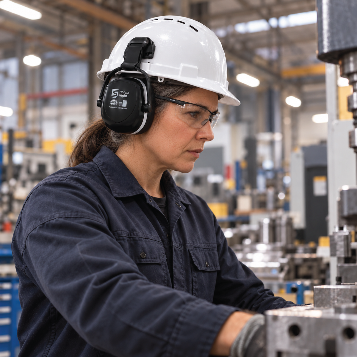 Shield Right Grey Attachable Earmuffs Class 5