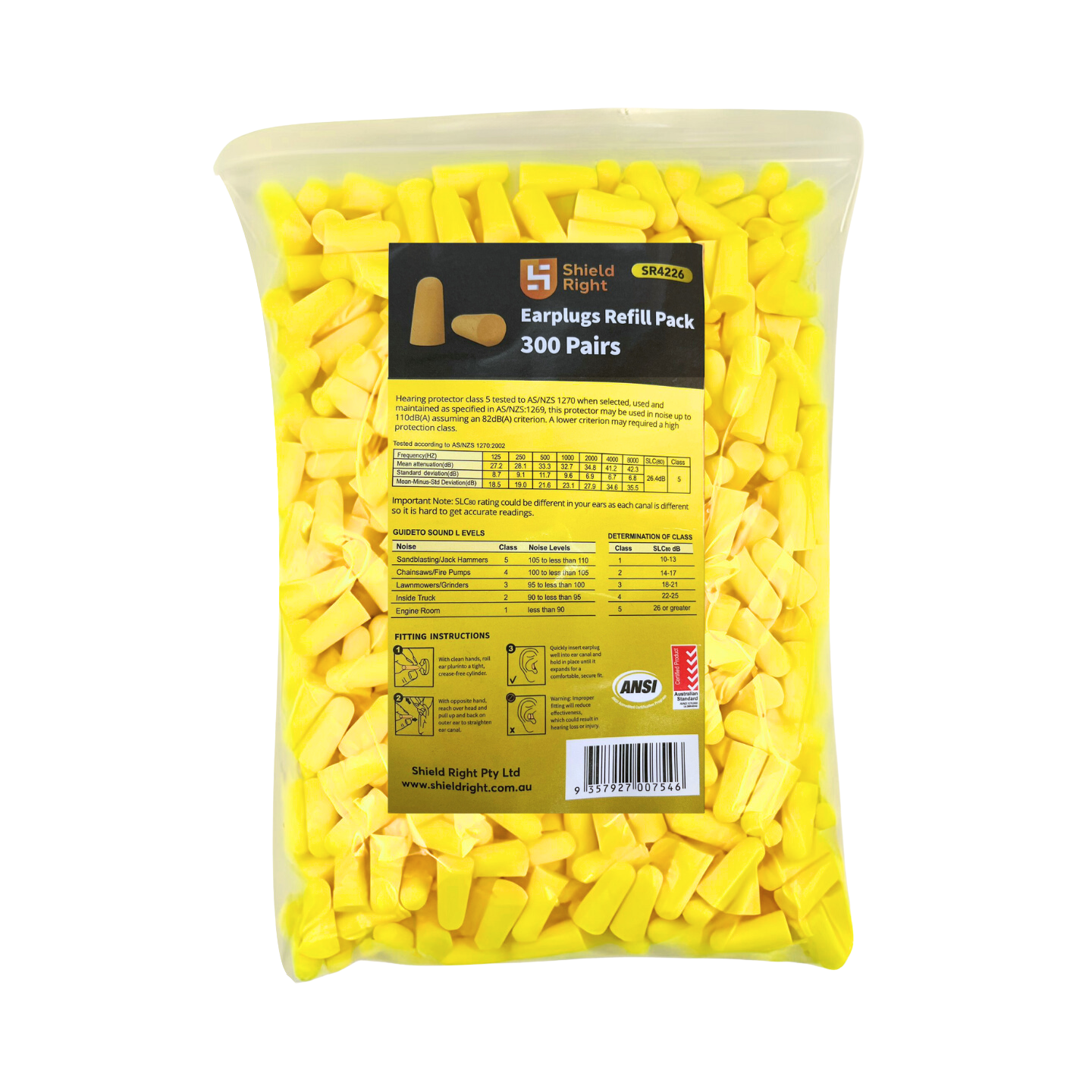Shield Right Earplugs Refill Pack 300 Pairs