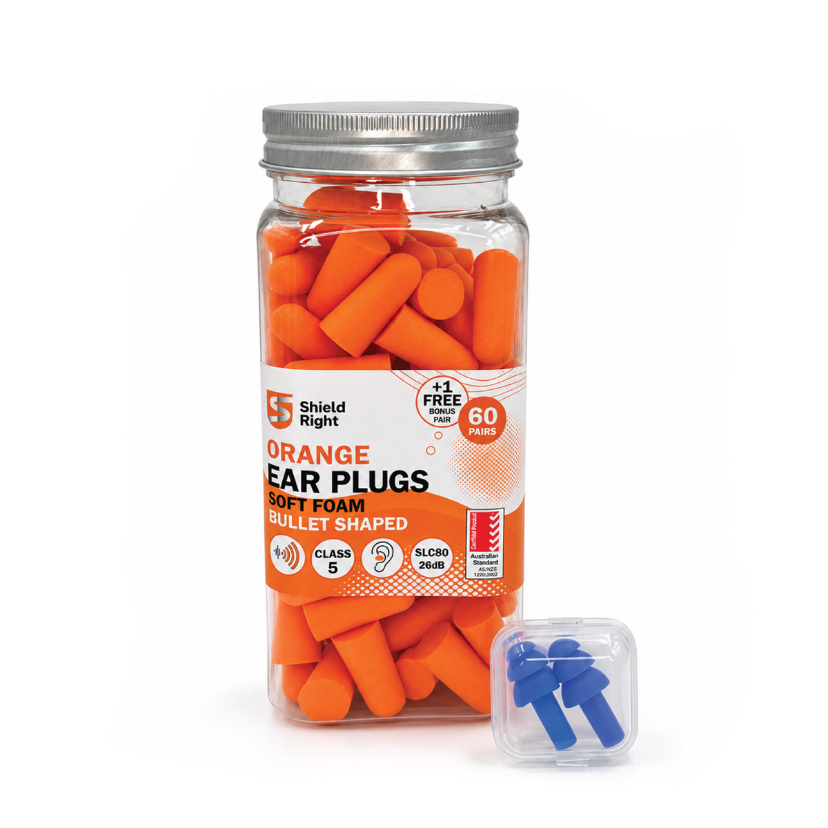 Shield Right Foam Ear Plugs Class 5 – 60 Pairs + Bonus Pair