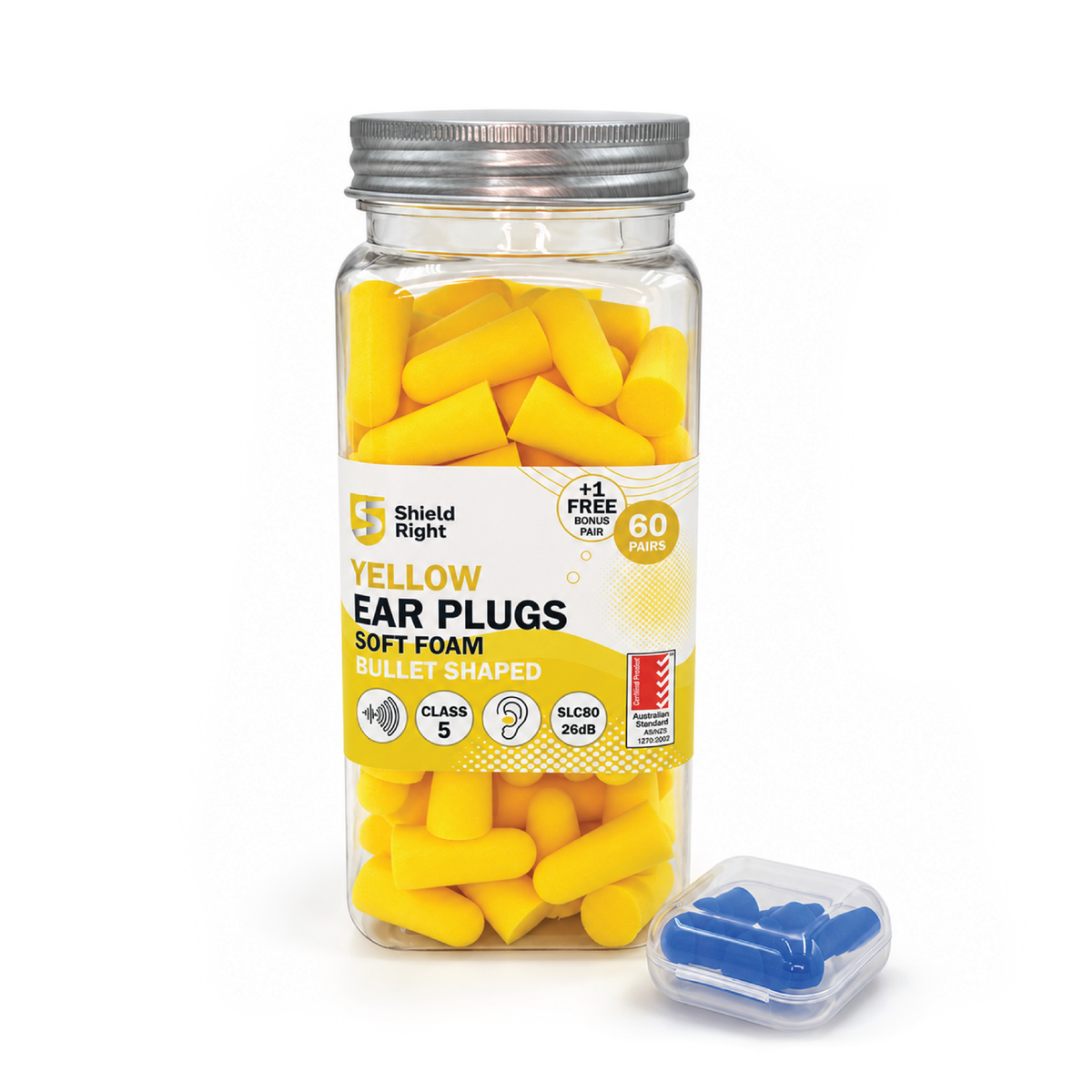 Shield Right Foam Ear Plugs Class 5 – 60 Pairs + Bonus Pair