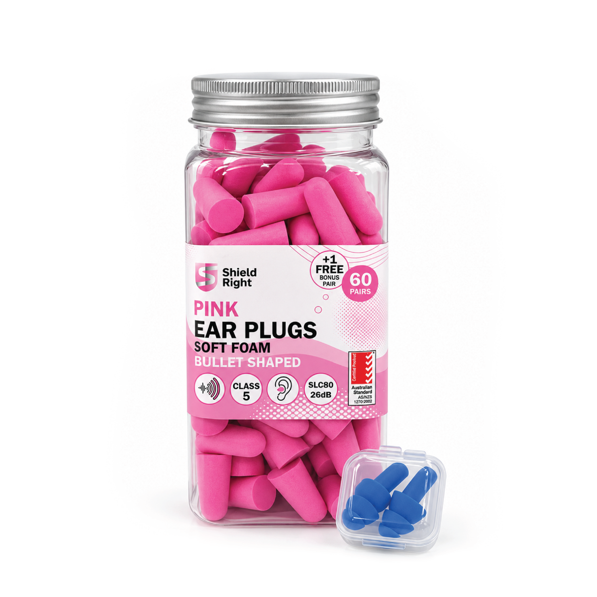 Shield Right Foam Ear Plugs Class 5 – 60 Pairs + Bonus Pair