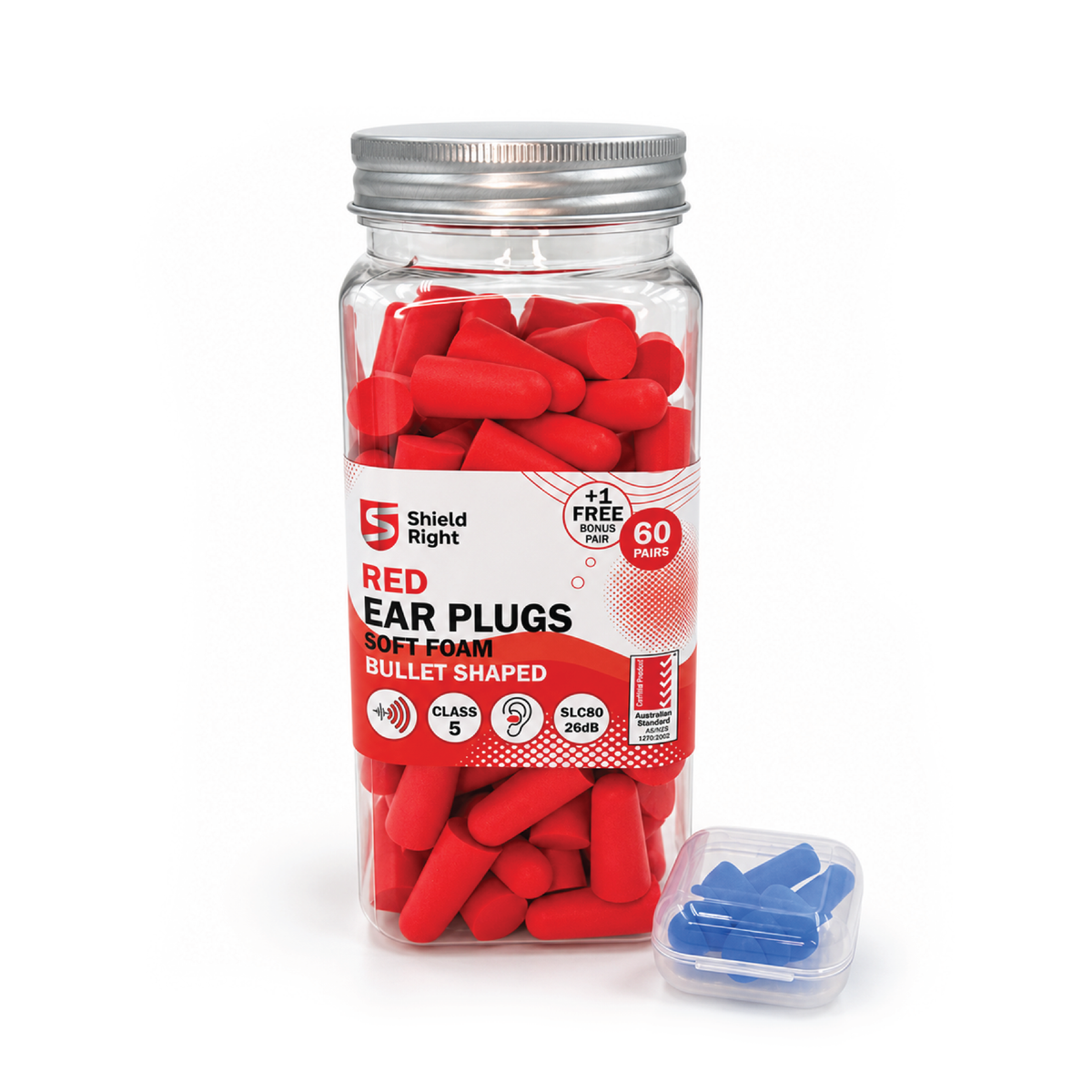 Shield Right Foam Ear Plugs Class 5 – 60 Pairs + Bonus Pair
