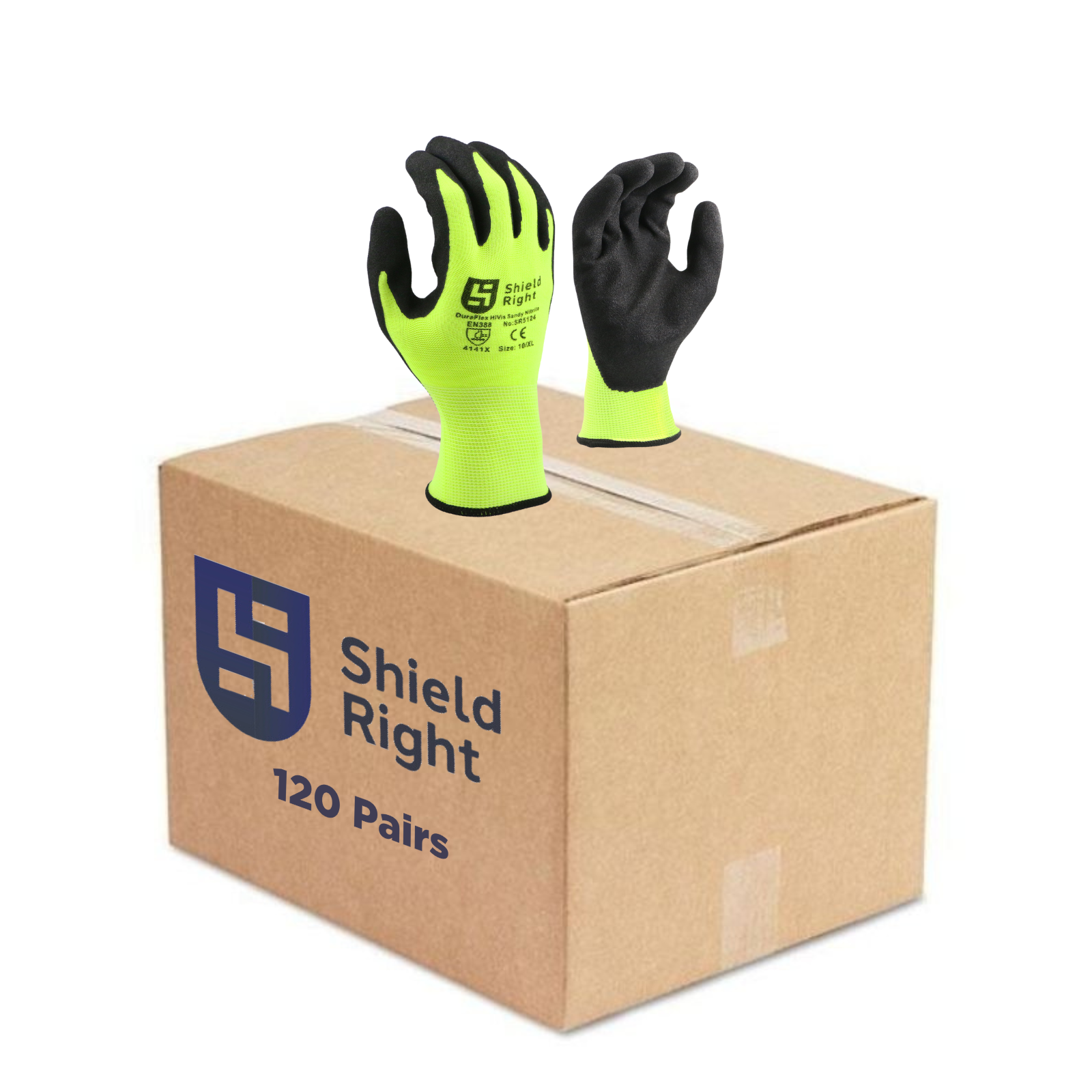Shield Right DuraFlex HiVis Sandy Nitrile Glove  Carton (120 Pack)