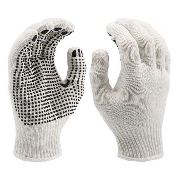 Shield Right Knitted Poly/Cotton Gloves With PVC Dots - 12 Pairs