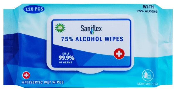 Saniflex 75% Alcohol Sanitary Wipes – 120 pack