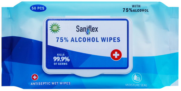 Saniflex 75% Alcohol Sanitary Wipes – 50 pack (42 Pack)- carton