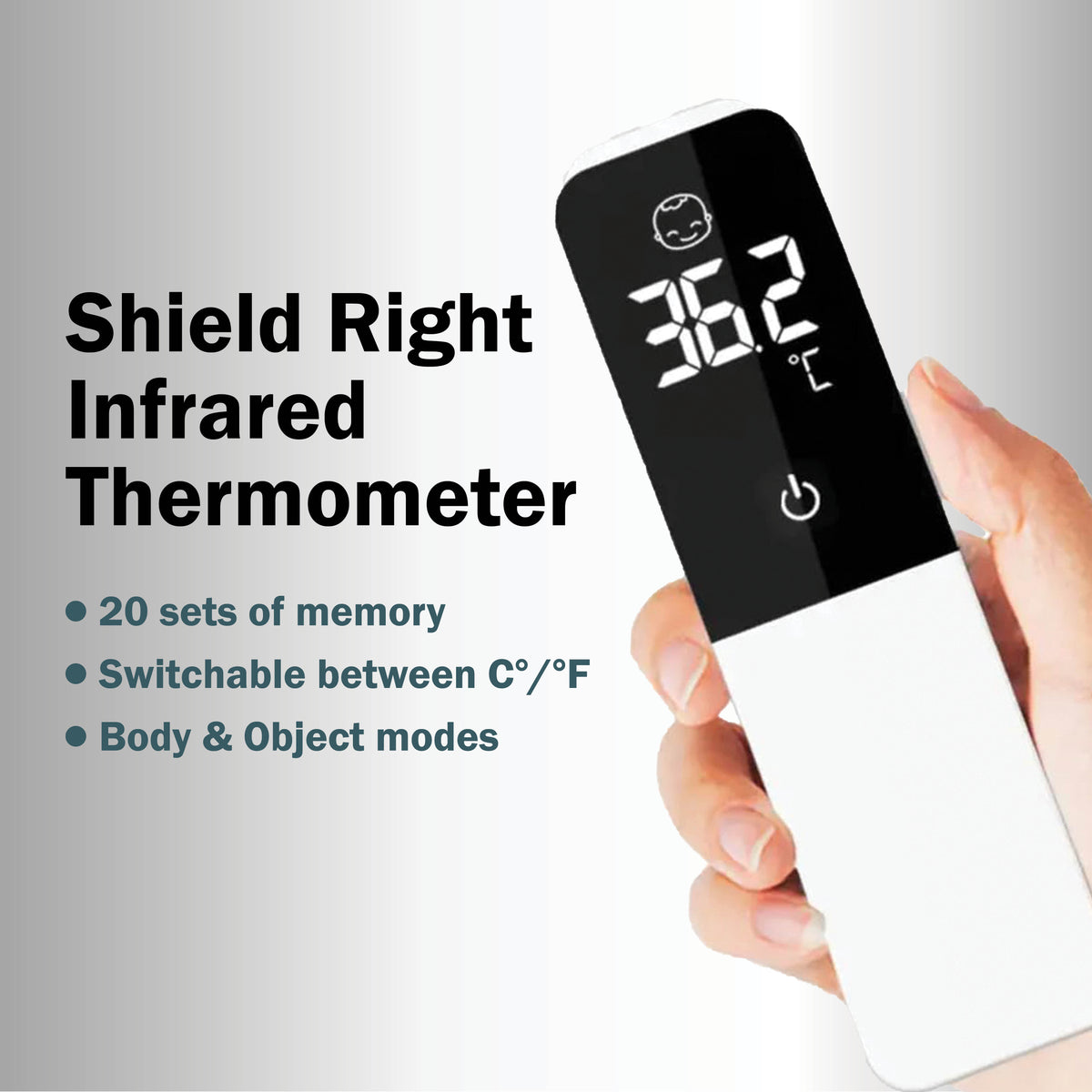 Shield Right Alphamed Infrared Thermometer – Fast, Non-Contact Forehead & Ear Reader for Adults & Kids