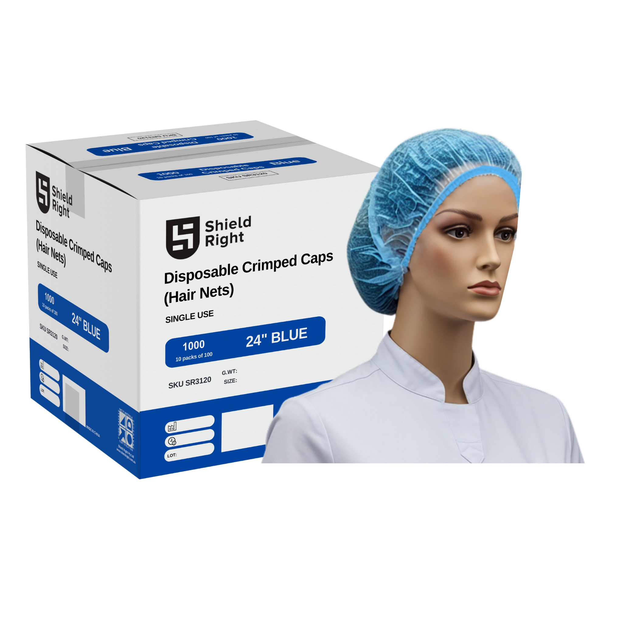 Shield Right Hairnets 24 Inch Disposable - 100 Pack