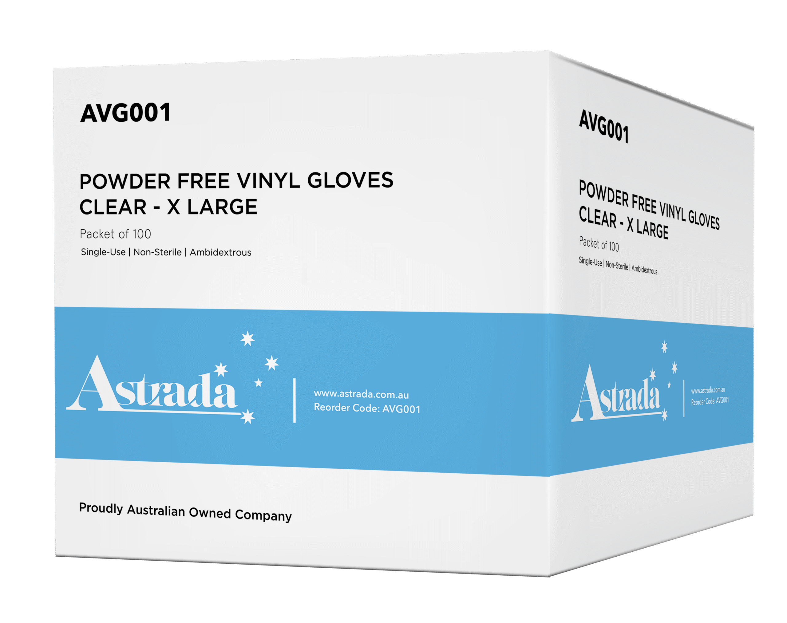 CLEARANCE Astrada Powder Free Clear  Vinyl Gloves XL Carton of 1000