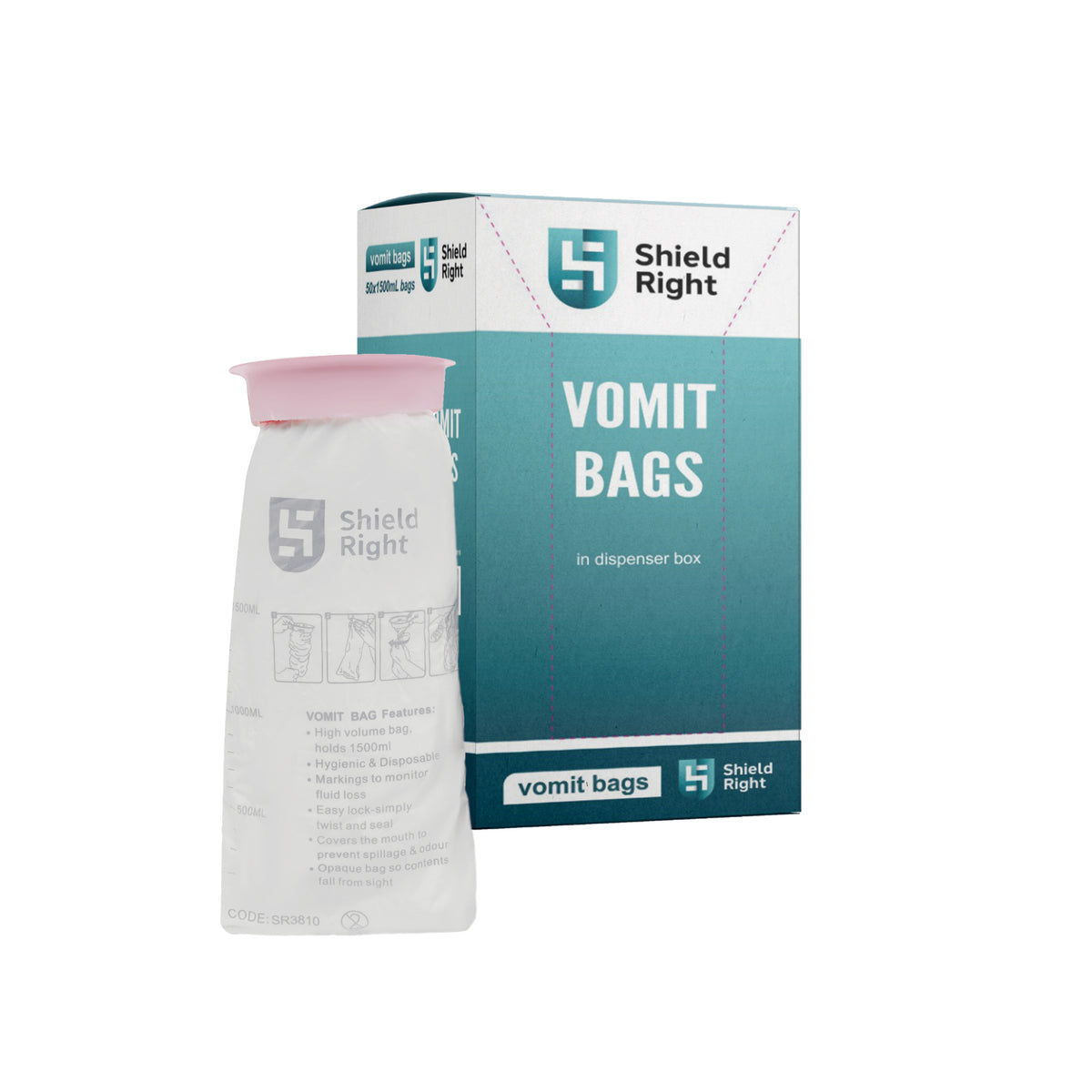 Shield Right, Vomit bags 1500ml, Box of 50