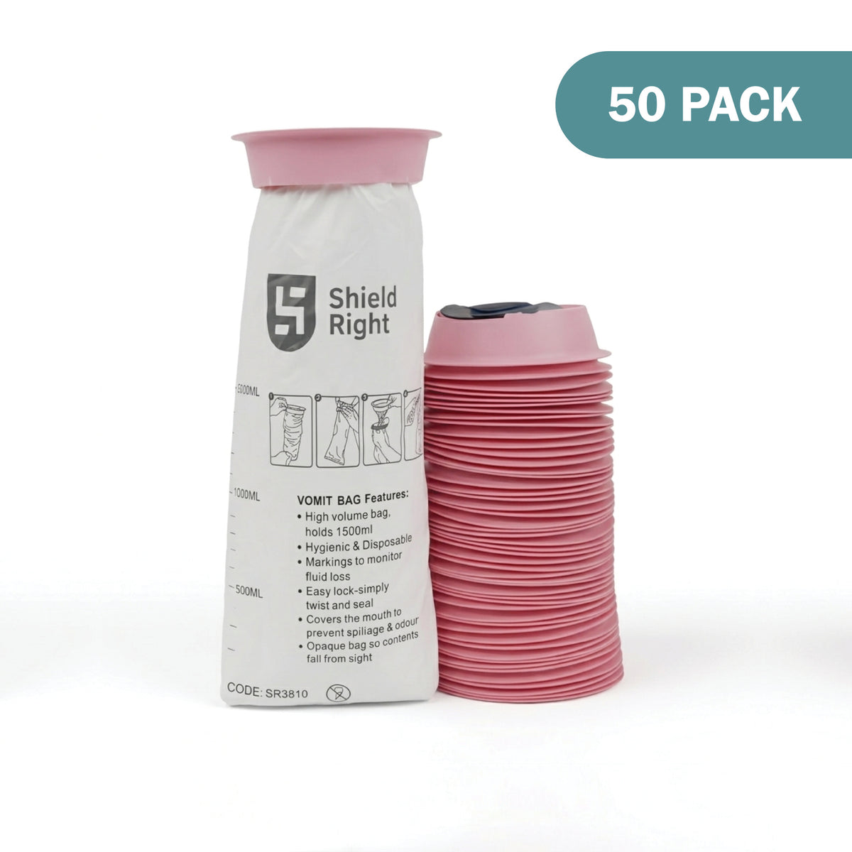 Shield Right, Vomit bags 1500ml, Box of 50