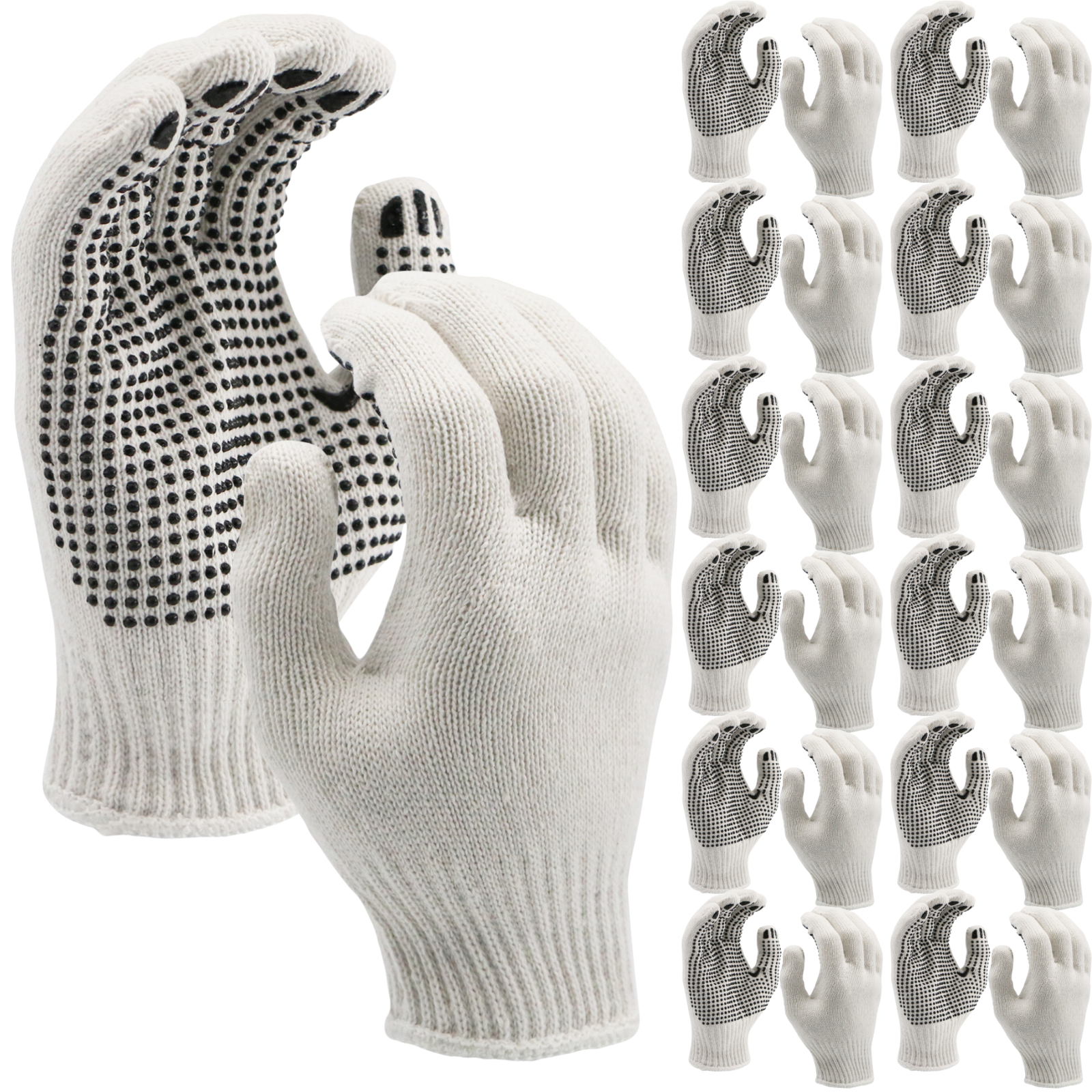 Shield Right Knitted Poly/Cotton Gloves With PVC Dots - 12 Pairs