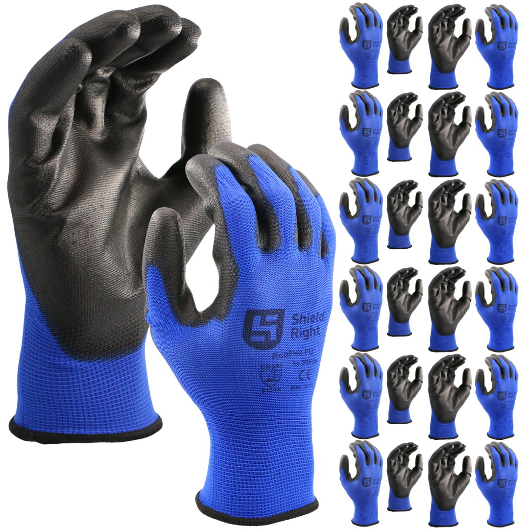 Shield Right EcoFlex PU Glove 13 Gauge Polyester Shell (12 Pack)
