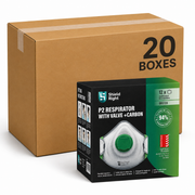 Shield Right P2 Moulded Disposable Respirator, Valved with Carbon Filter – 12 Pack - Carton of 20