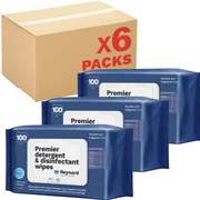 Premier Detergent & Disinfectant Wipes – 100 Pack (Carton of 6 Packs)