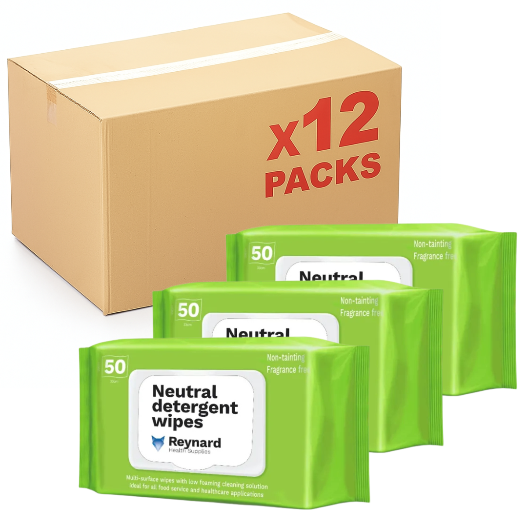 Neutral Detergent Wipes – 50 Pack (Carton of 12 Packs)