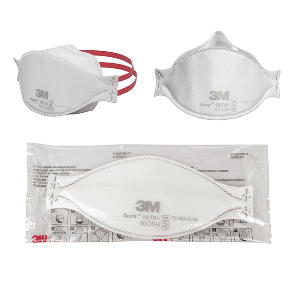 3M™ Aura™ 1870+ Flat Fold Particulate Respirator & Surgical Mask with Fluid Resistance (6 Pack)
