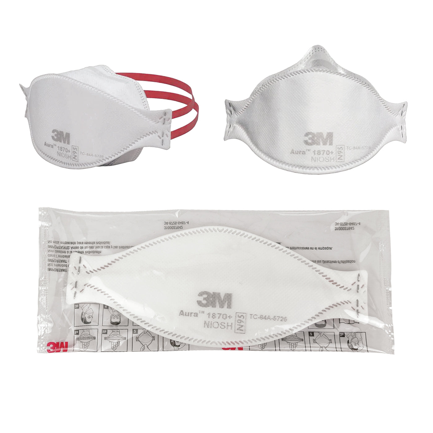 3M™ Aura™ 1870+ Flat Fold Particulate Respirator & Surgical Mask with Fluid Resistance (2 Packs of 20)