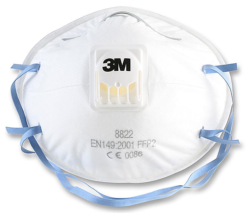 3M™ 8822 P2 Valved Cupped Particulate Respirator Face Mask 10 Pack